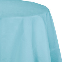 Pastel Blue 2/Ply Paper-Poly Round Tablecloth 82&quot; Tableware Party Decorations - £8.82 GBP