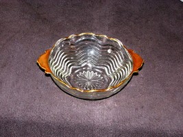 Vintage Compote Clear Glass  Gold Trimmed 6&quot; x 2.25&quot; - £14.40 GBP