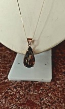 Antique Art Deco Retro 14k Rose Gold Pear Smokey Topaz Pendant Necklace ... - $395.99