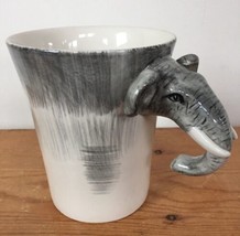 Pier 1 Imports Hand Painted Stoneware Gray Elephant Head Handle Coffee M... - £21.54 GBP