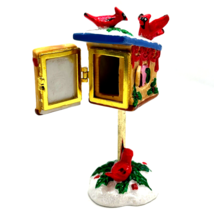 Winter Cardinal&#39;s Mailbox Surprise Trinket Box Bird House 5.25&quot; - $9.69