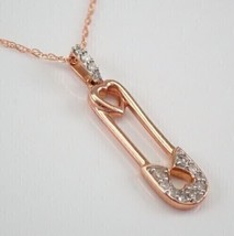 14K Rose Gold Plated 0.60Ct Round Simulated Diamond Safety pin Pendant Women - £88.89 GBP