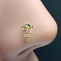 Traditionally Vertical Style 14k Real Gold Nose Ring Indian Nose Stud Push Pin - £24.30 GBP