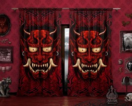 Tribal Tattoo Oni Curtains, Gothic Demon Window Drapes, Sheer and Blackout, Sing - £130.93 GBP