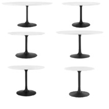 Tulip Style Dining Table White Round Wood Tabletop Black Pedestal Stem – 6 sizes - £376.36 GBP+