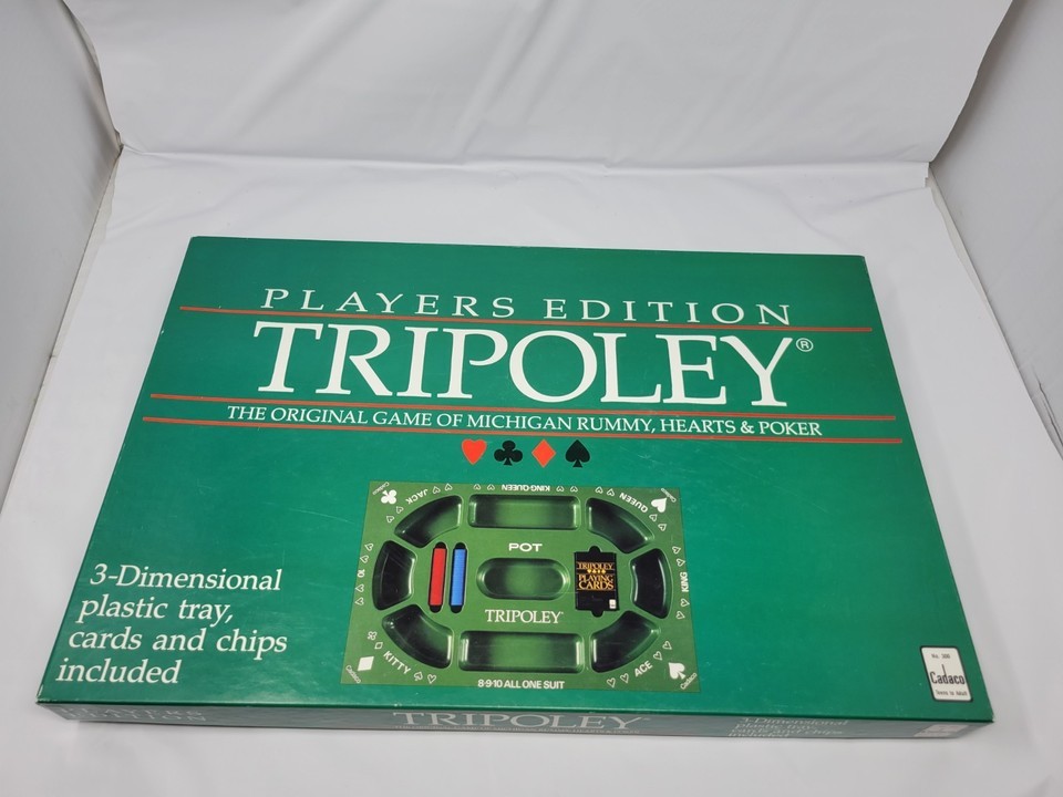 VINTAGE Tripoley Players Edition 3D Tray COMPLETE Cadaco 1989 Cards Chips Item image 6