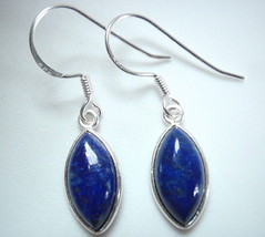 Lapis Lazuli Marquise Cabochon 925 Sterling Silver Dangle Earrings  - £10.08 GBP