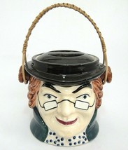 Wales China Benjamin Franklin Biscuit Jar w Lid Figural Character Wicker... - £11.09 GBP