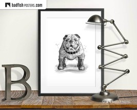 English Bulldog Poster, Illustration, Drawing, Pug, Mops, Home Decor, Dog Lovers - £31.20 GBP+