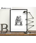 English Bulldog Poster, Illustration, Drawing, Pug, Mops, Home Decor, Do... - $40.00+
