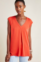 Anthropologie MAEVE Womens Tunic Top Orange ALLY Cupro V-Neck Cutout Back XS - £12.83 GBP