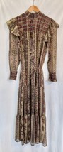 Anthropologie Llani Floral Ruffled Smocked Tiered Maxi Dress LARGE Lurex... - £47.95 GBP
