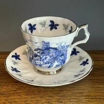 Vtg Royal London Bone China England Tea Cup &amp; Saucer Cottage Leaves Blue... - $35.75