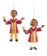 KURT ADLER SET OF 2 RESIN 6&quot; AFRICAN AMERICAN CHILD CHOIR SINGER XMAS OR... - $415.90 MXN