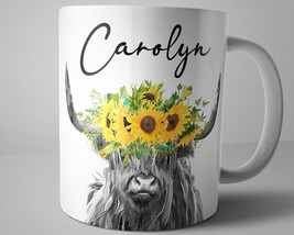 Personalized Highland Cow Mug, Farm Animal Mug, Cow Gifts For Women, Farmhouse C - £13.58 GBP