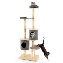 6-Tier Wooden Cat Tree with 2 Removeable Condos Platforms and Perch - £162.02 GBP