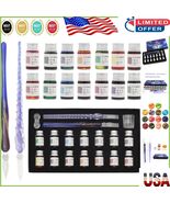 Creative Calligraphy Set: 2 Crystal Pens, 14 Inks &amp; Holder for Artists a... - $55.93 CAD