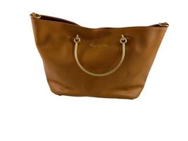 Foley &amp; Corinna Faux Leather Bag Tote Yam Colored Detachable Strap Flaw - £23.73 GBP