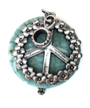 Unique Take on &quot;Ban the Bomb&quot; Pendant for Necklace Faux Turquoise Silver Tone - £11.79 GBP