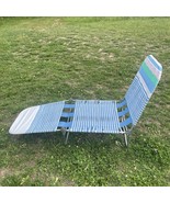 Jelly Vinyl Tube Folding Chaise Lounge Lawn Chair Cot Blue Beach Camp Po... - £47.77 GBP