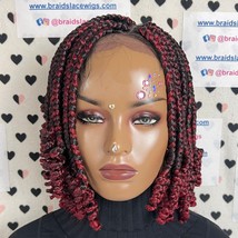 Curled Box Braids Short Curly V Part Lace Frontal Curly Braided Wig 10 I... - £139.92 GBP