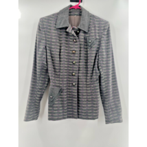 Jacket Coat Womens Gray Pink Stripe Buttons Pockets Collar Wool Vintage S - £31.25 GBP