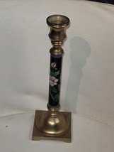 Vintage Floral Chinese Cloisonne Enamel Tapered Candlestick Candle - £14.94 GBP