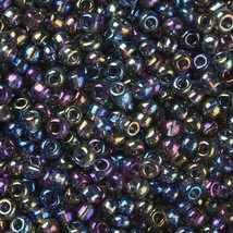 1 pound seed beads dark gray glass Transparent Rainbow Color round 4mm  AC7 - $6.64