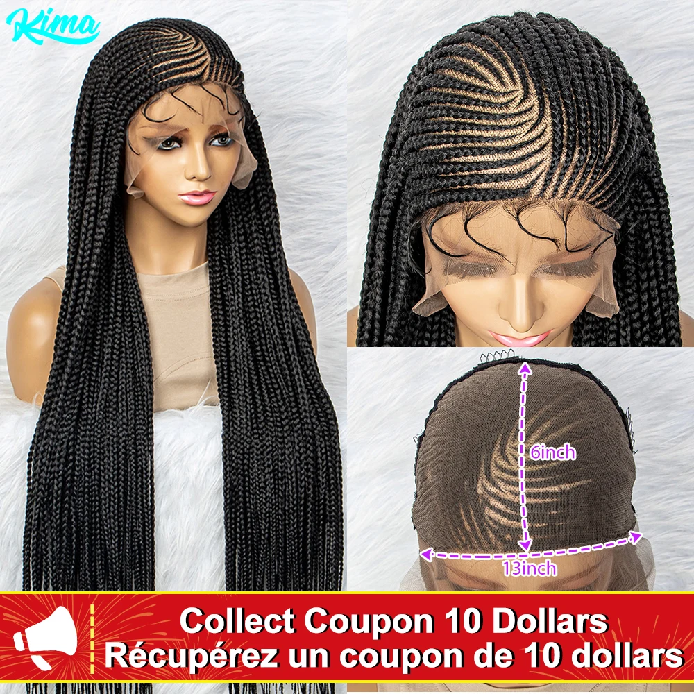 Synthetic Lace Front Wigs Braided Wigs 13x6 Lace Front Braids Wig Knotless B - $161.96