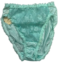Vintage Victoria&#39;s Secret Teal Blue Lace Front Sheer Bikini Panties Size S USA  - £119.03 GBP