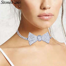 Stonefans Classic Crystal Bow Tie Necklace Choker Collar Chain Fashion L... - £23.18 GBP