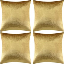 Gigizaza Decorative Throw Pillow Covers 18 X 18, Gold Soft Pillow Covers, 4Pcs). - £25.31 GBP