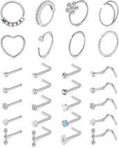  28Pcs Stainless Steel Nose Rings - £28.69 GBP