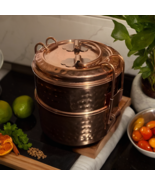 Copper Hammered Traditional Indian Tiffin Lunchbox , 2 Compartment dabba... - €31,76 EUR