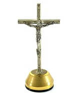 Vintage Miniature Italian Metal Crucifix on Brass Base 2.75” – Made in I... - $27.37 CAD