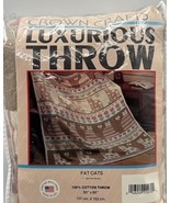 Vtg Crown Crafts Fat Cats Throw Blanket 1987 Cotton Pat Meyers 50x60 New... - $1,408.52 MXN