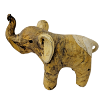 Hand Made Clay Elephant Figurine Gray &amp; Brown Swirl 5&quot; Long x 3&quot; Tall - £10.27 GBP