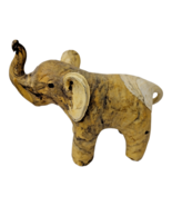Hand Made Clay Elephant Figurine Gray &amp; Brown Swirl 5&quot; Long x 3&quot; Tall - $17.44 CAD