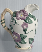 Vintage Fitz and Floyd Lidded Creamer Majolica Purple Flowers 1991 - £7.87 GBP