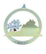 Vintage Gold Virginia Christmas Ornament w/ Dogwood Flower by 1995 S. Bixby - £19.53 GBP