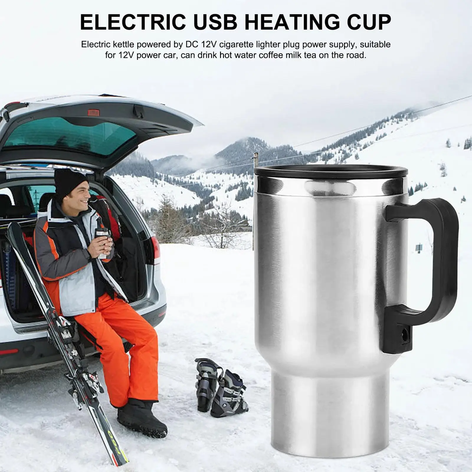 450ML 12V Car Heating Cup USB Heating Bottle Drink Kettle Bottle Mug Lig... - £14.70 GBP