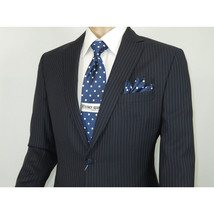 Men Suit BERLUSCONI Turkey 100% Italian Wool Super 180's #Ber29 Navy Blue Stripe image 5