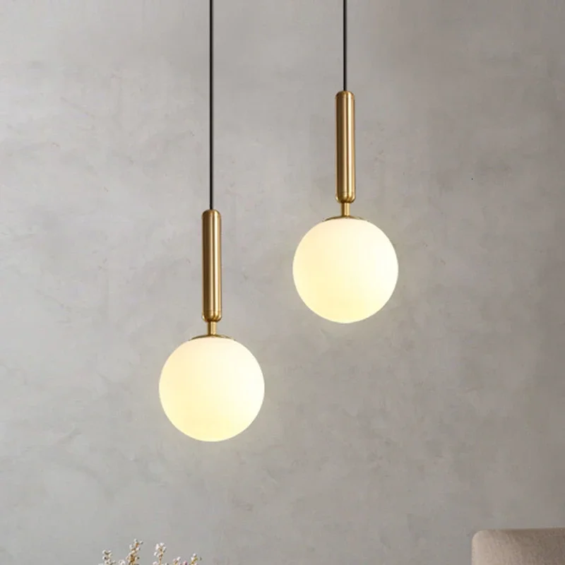 Us gold glass ball lampshade hanging lights fixtures for dining room bedroom decoration thumb200