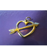 14K Yellow GOLD Heart with Arrow PENDANT/Charm - £59.95 GBP