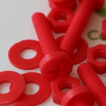 20x Red Screws Plastic Nuts &amp; Bolts, Washers, M4 x 40mm, Anti-Corrosion - $15.05