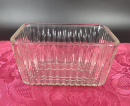 Vintage EAPG Rectangular Refrigerator Dish No Lid 6&quot;x4&quot;x3.5&quot; Clear Ribbed Heavy - £9.65 GBP