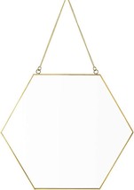 Dahey Gold Hexagon Mirror Wall Decor Small Decorative Mirror Hanging, Gold - $34.52