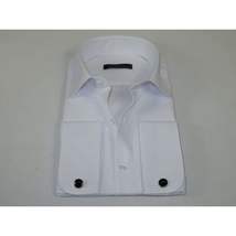 Men's Dress Shirt MARCUZZI Turkey 100% Soft Cotton French Cuffs Marc3 White image 3