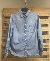 J.Crew Blue Chambray Cotton Button Front Long Sleeve Shirt Size 6 BBL JD - $168.69 MXN