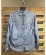 J.Crew Blue Chambray Cotton Button Front Long Sleeve Shirt Size 6 BBL JD - €7,61 EUR